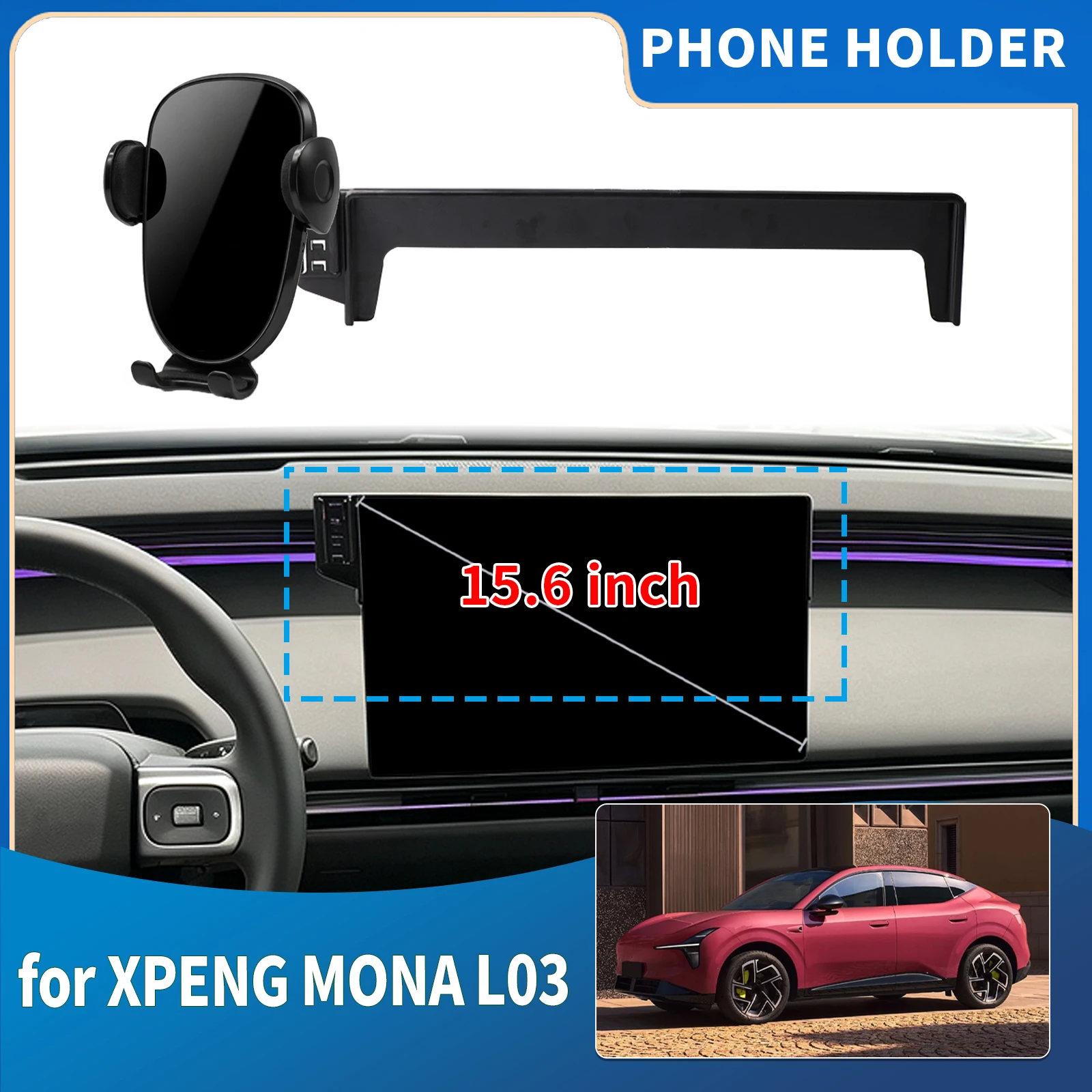 para XPENG MONA L03 2026 2027 LHD Suporte de Telefone Integrado para Tela Acessórios para Carro
