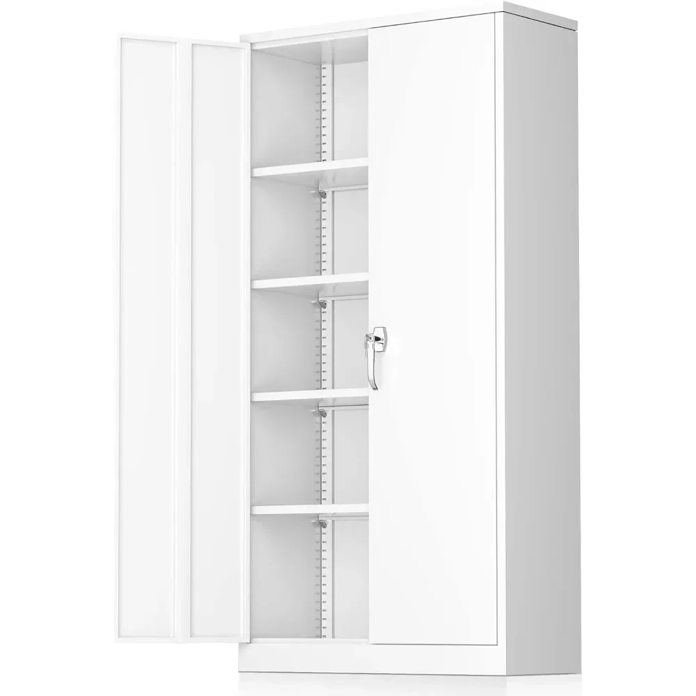 

Metal Storage Cabinet for Garage, Steel Locking Cabinet with Doors and 4 Shelves, Tall Tool Cabinets for Garage Storage Systems