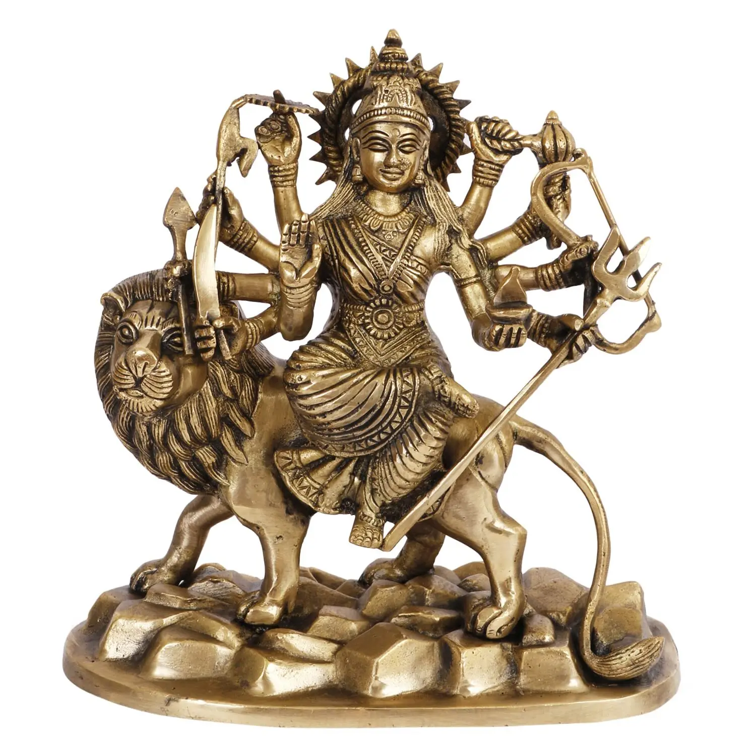 Maa Durga Statue Brass Mata Sherawali Hindu Deities Idol Navratri Puja 9 Inch