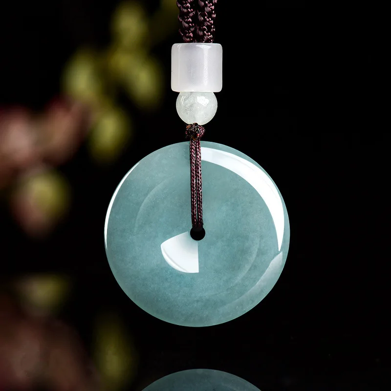

Natural A-grade Jadeite Blue Horizontal Buckle Pendant With Ice Seed Jade For Safe Men's Charms Women's Jewelry Drop Shipping
