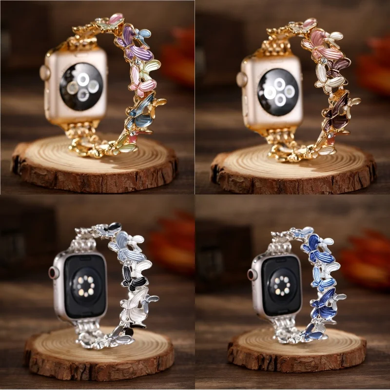 

Stainless Steel Metal Strap For Apple Watch 49mm 46mm 45mm 44mm 42mm 41mm 40mm Butterfly Bracelet IWatch Series 10 SE Ultra 2