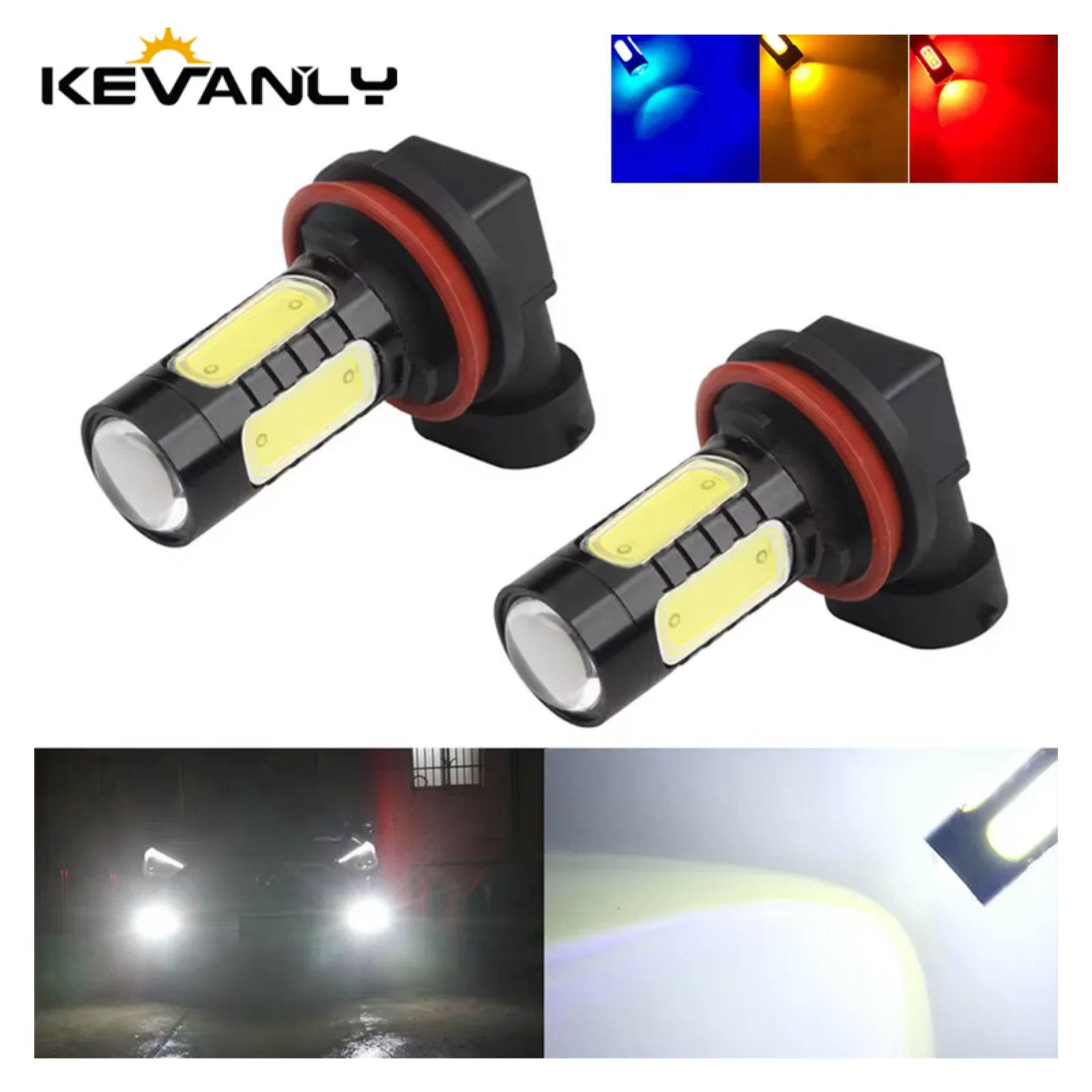 

RXZ 2PCS H8 lamp H11 LED 7.5w COB Bulb Car Auto Light DRL Driving Fog Lamp 12V DC White/yellow/blue/pink/red Super bright