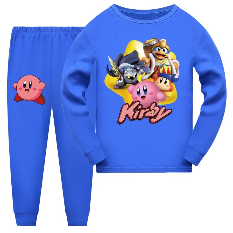 Kirby Children Long Sleeve Pajamas Sets Girls Nightwear Spring Autumn Boys Sleepwear Anime Cosplay Pyjamas Kids Birthday Gift