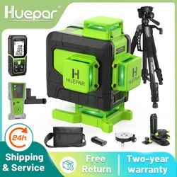 Huepar 4D Cross Line livello Laser Set 16 linee telecomando raggio verde con ricevitore Laser telemetro treppiede per piastrelle pavimento