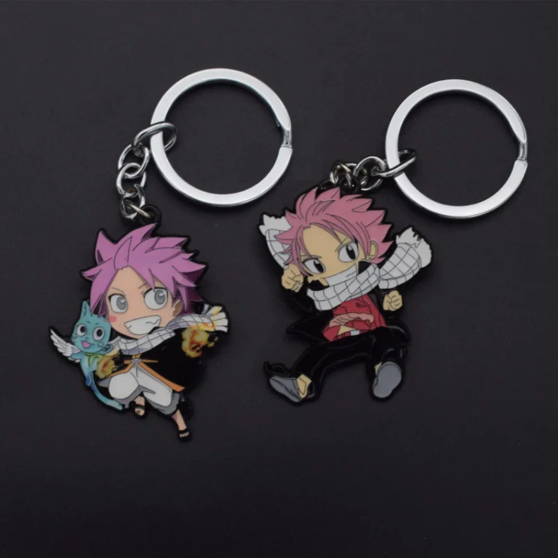 New FAIRY and TAIL Keychain Japanese Fantasy Magic Adventure Comics Cute Cartoon Character Key Ring Anime Fans Jewelry Gifts