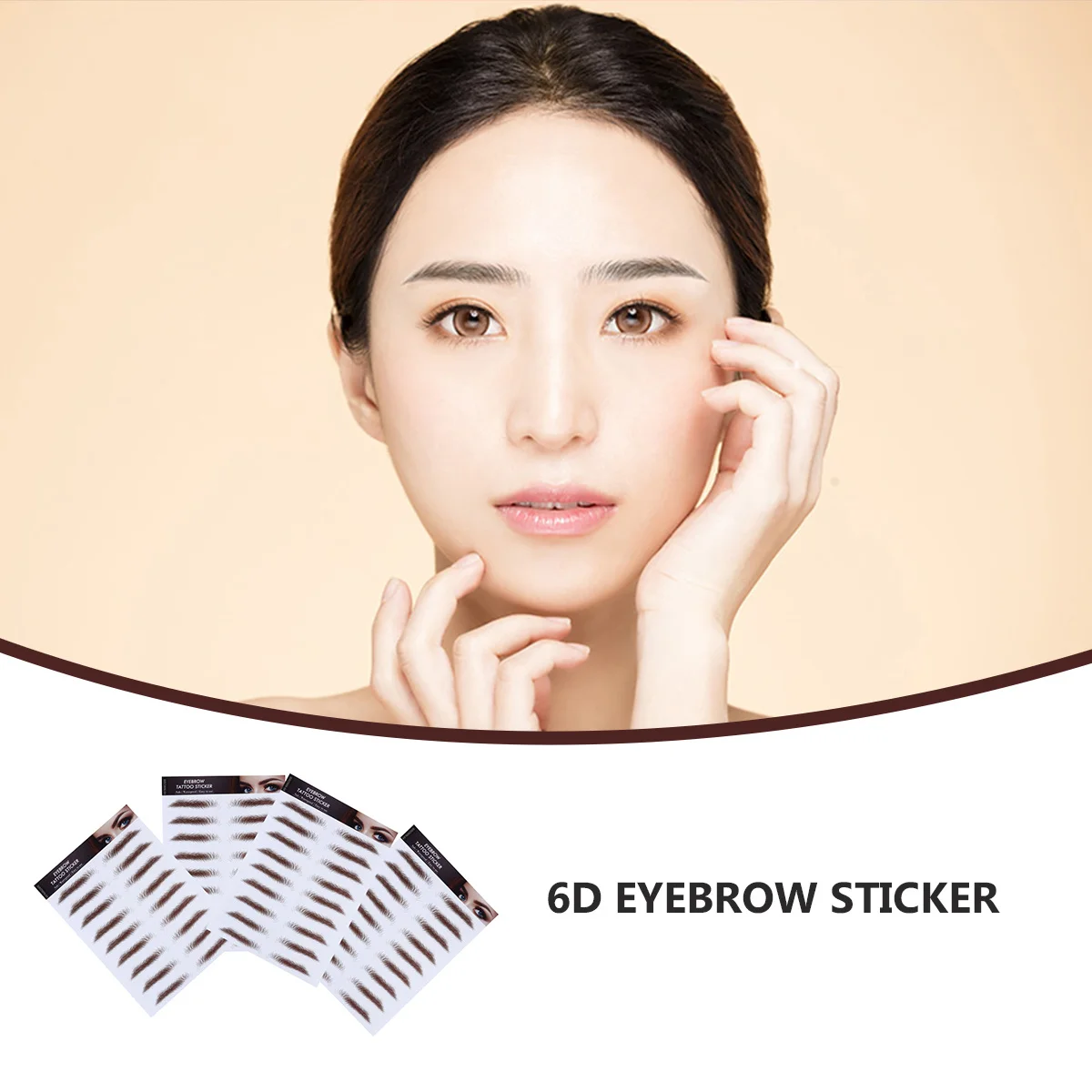 

4Pcs 6D Hair-Like Eyebrow Stickers Waterproof Reusable False Eyebrows for Women Water Transfer Brow Tool Gentle Curve Arch