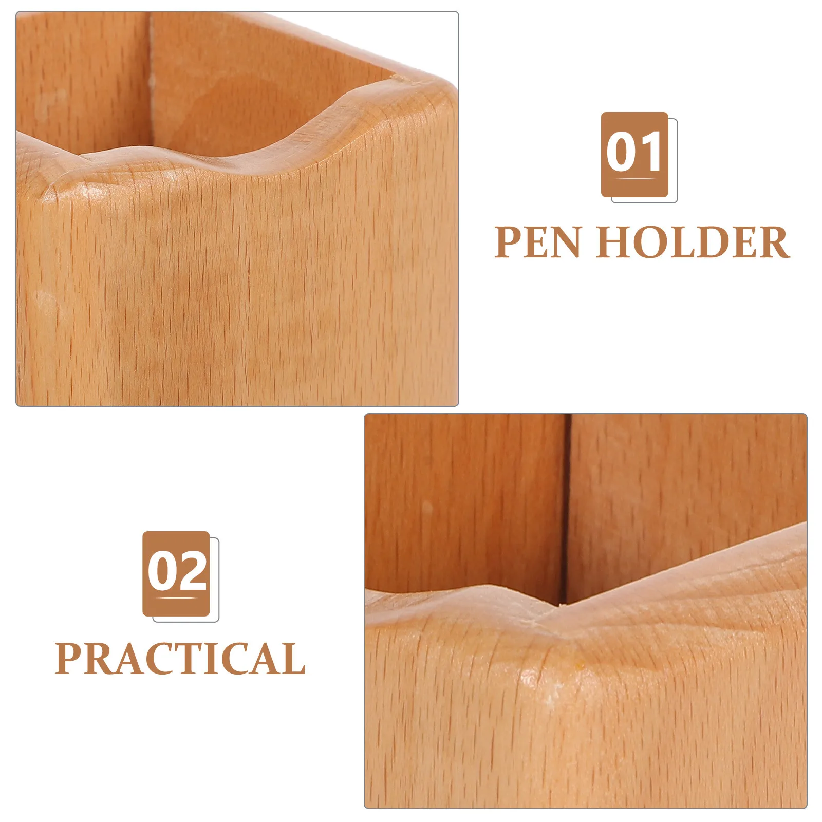 

Large Beech Wood Pen Holder Desk Organizer Multi-Function Pen Storage Bucket Makeup Brush Container for Office Home Desktop