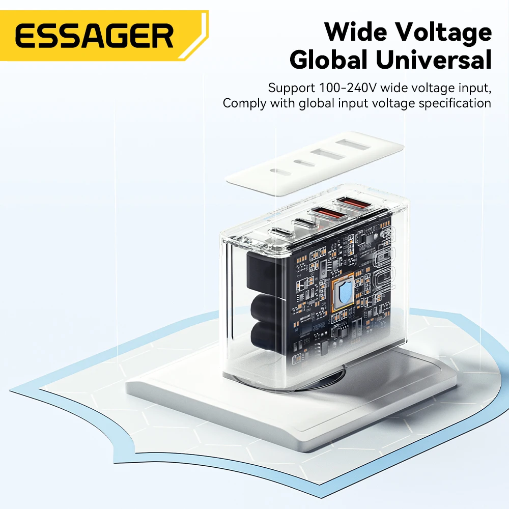Essager 100 واط USB نوع C شاحن 65 واط PD شحن سريع 4.0 3.0 نوع-C شحن سريع آيفون 16 15 14 13 برو شاومي ماك بوك المحمول