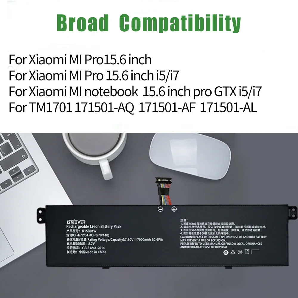 SKOWER R15B01W Laptop Battery For XiaoMi MI Pro 15.6 inch Notebook GTX TM1701 171501 181501