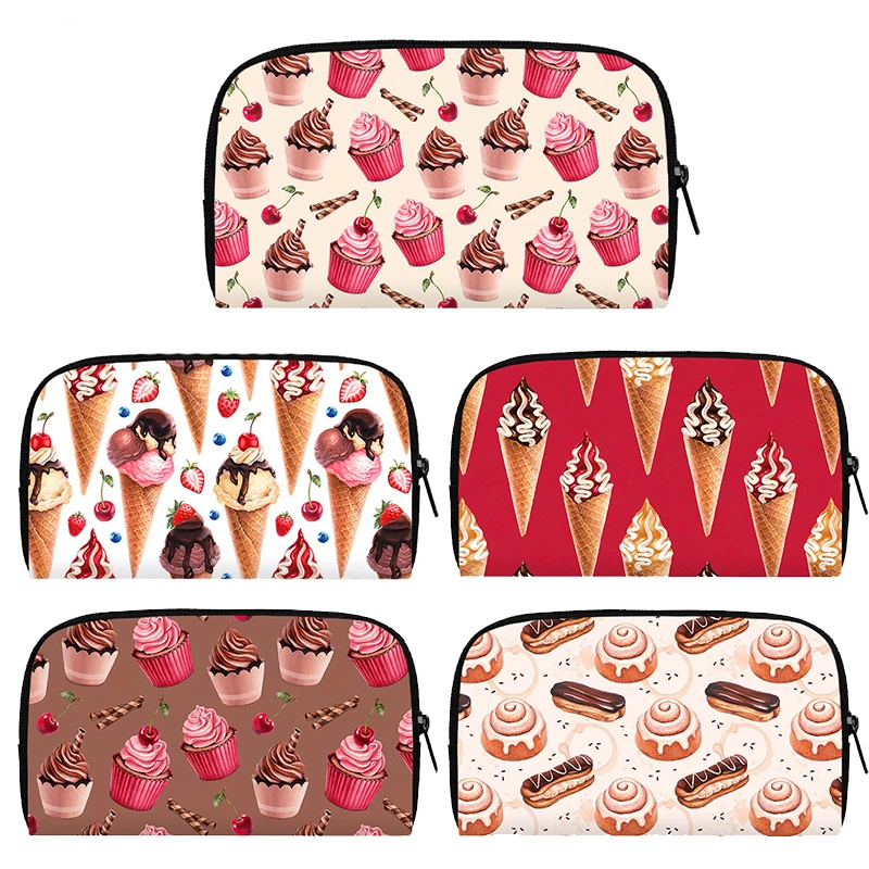 

Funny Ice Cream Pattern Wallet Harajuku Design Cartoon Cute Cake Money Bags for Travel Casual Teenagers Long Purse Gift