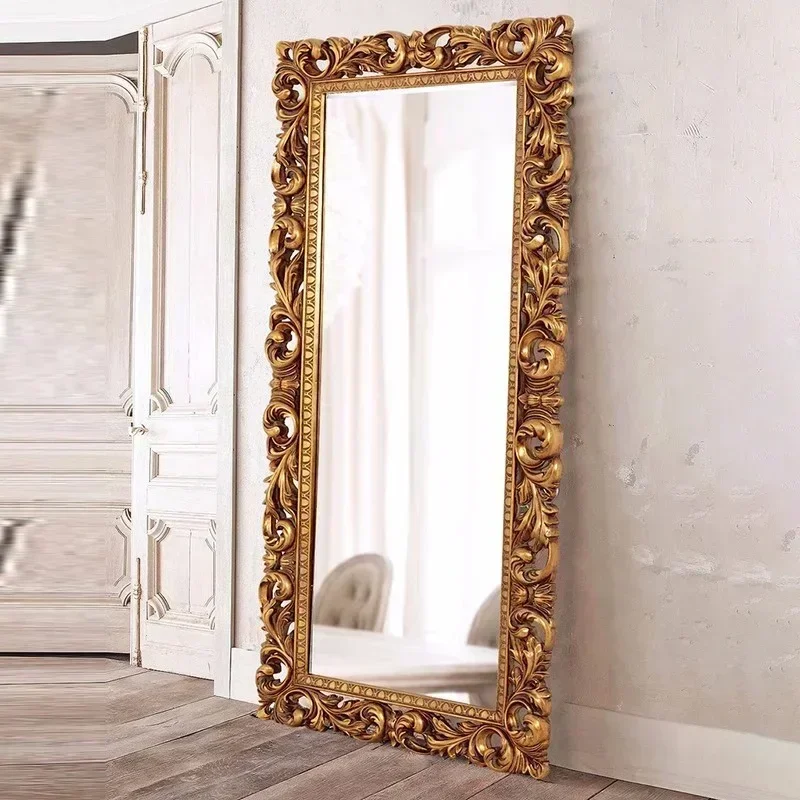 Square Selfie Golden Decorative Mirror Custom Stand Shower Decorative Mirror Full Body Crafts Specchio Home Decoration YX50DM