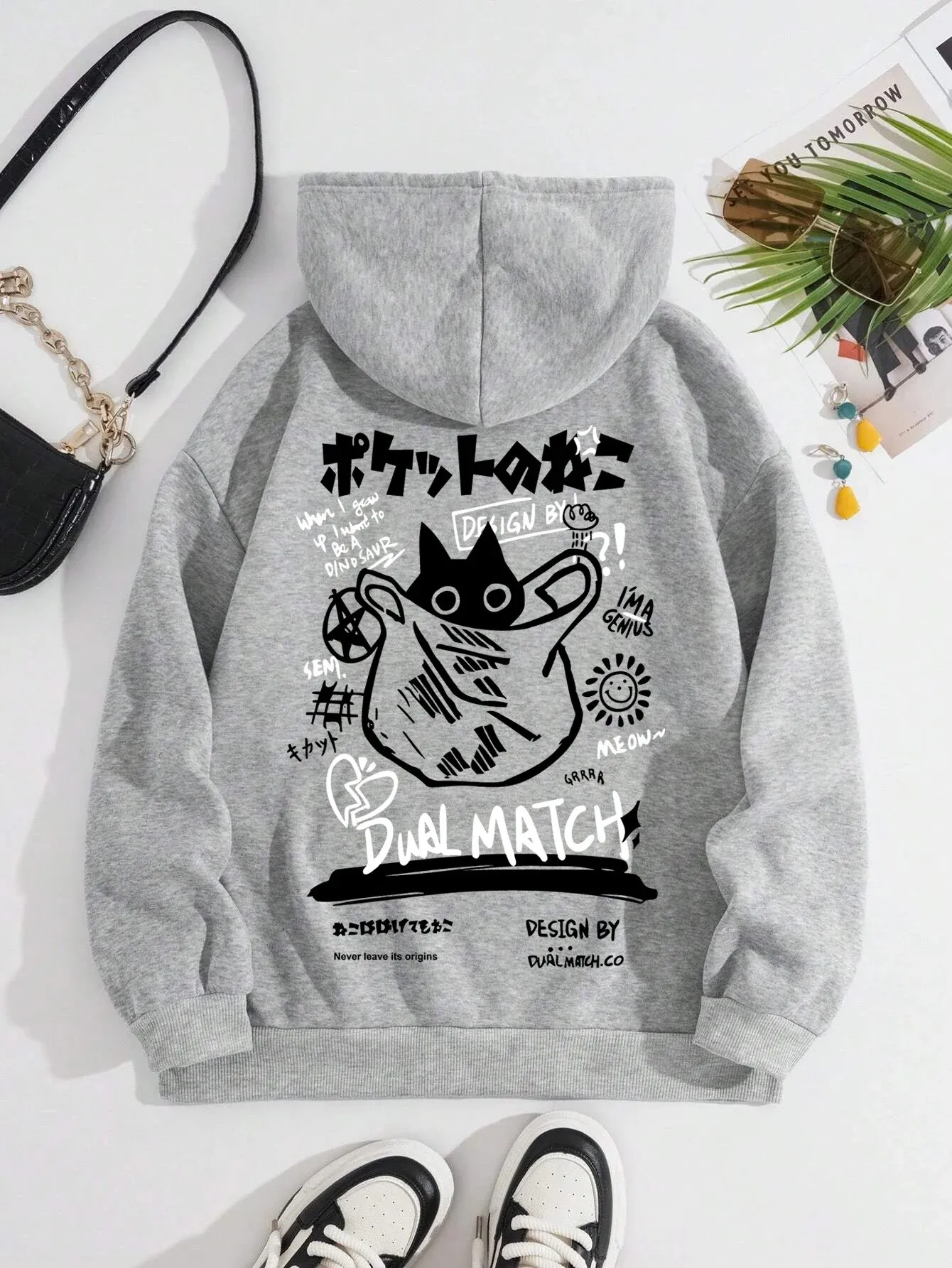 Japan Style Black Cat Hoodie Men Women Outdoor Street Casual Fashion Sport Cartoon Longsleeve Adult Autumn Winter Sweatshirt Top - Image 5