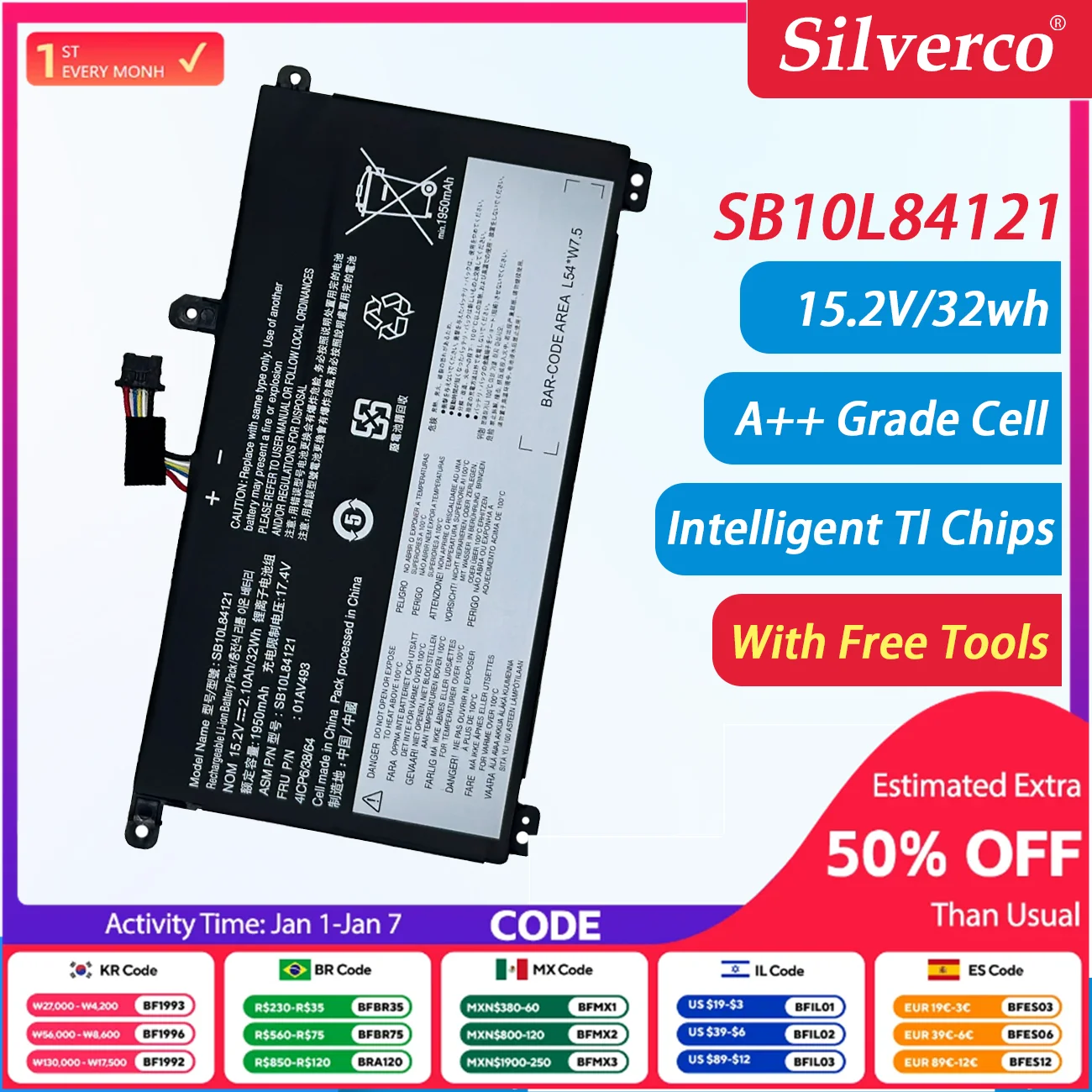 01AV493 SB10L84121 Laptop Battery For Lenovo ThinkPad T570 T580 P51S P52S 00UR890 00UR891 00UR892