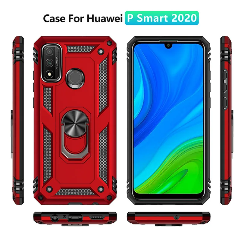 Magnetic Car Ring Case For Huawei P Smart Z S Pro 2019 2020 2021 Honor 10 Lite 20 8A 8S 9A 9S 9X Play 4T Shockproof Armor Cover