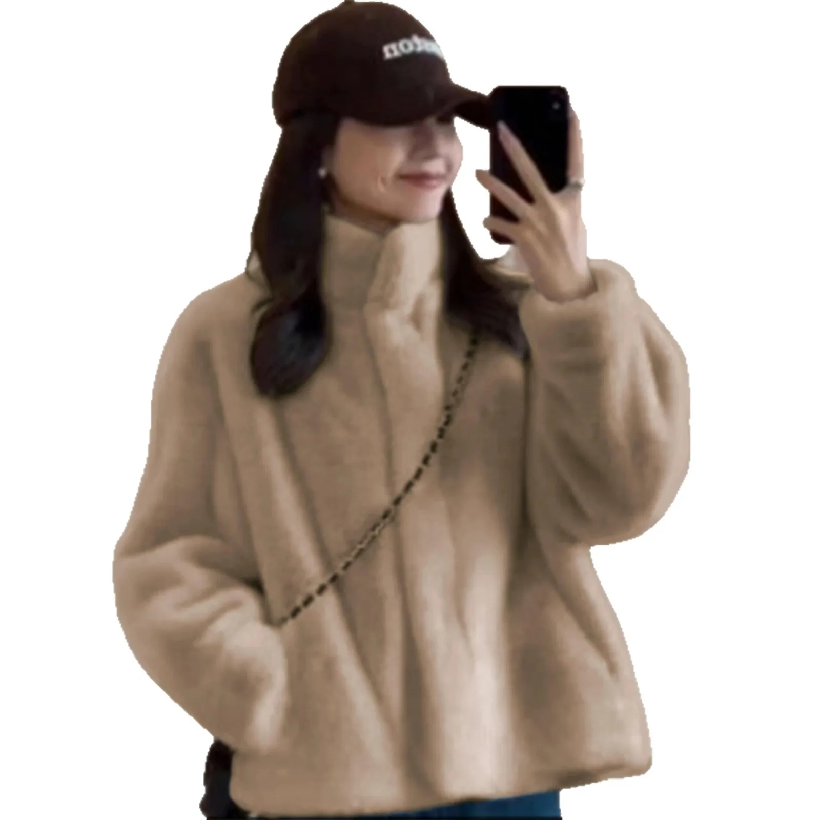 Long Sleeve Coat Stand Collar Regular Length Japanese and Korean Casual with Winter Regular Sleeve Jacket No Hood Women Coat
