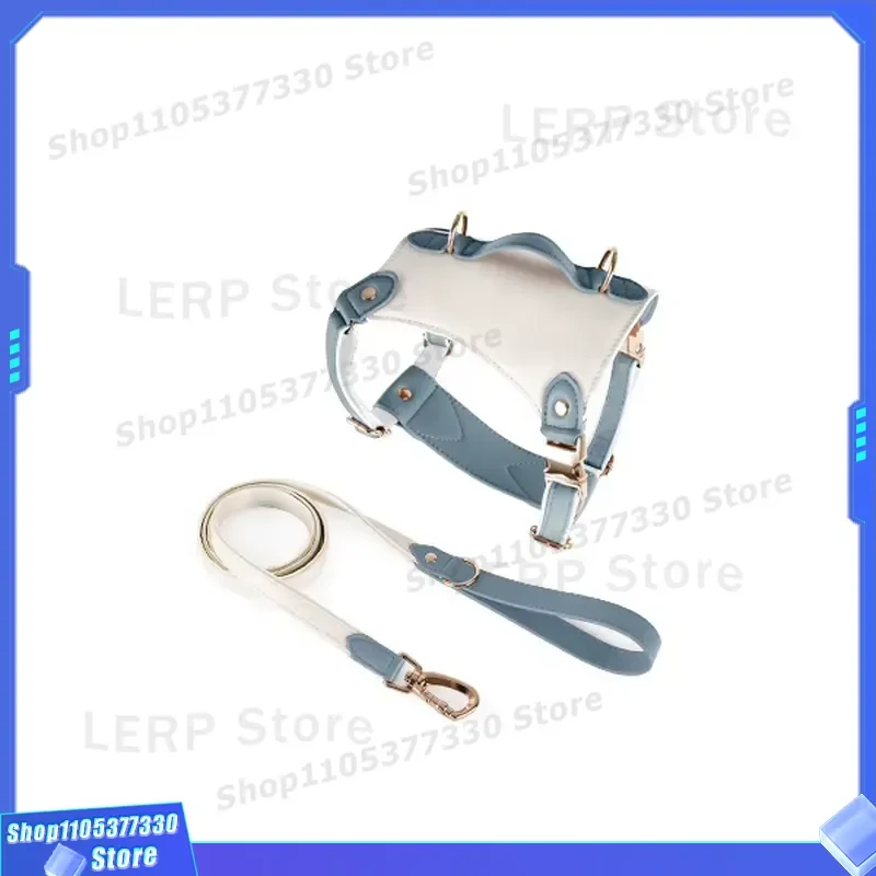 Classic Leather Dog Collar with Metal Rivets Durable Pet Chest Strap Simple Design Strong Punch Proof Leash for Large Dogs