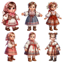 Cartoon Teddy dolly girl DTF Heat Transfer Stickers For Children Clothes Iron On Washable Patch Funny Parent Child Costume DIY