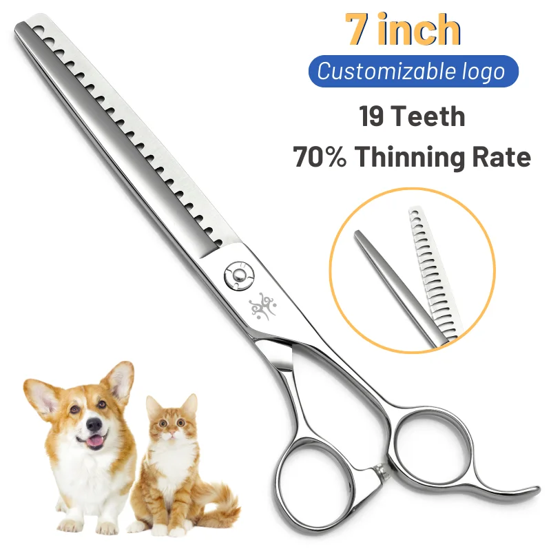 7inch Chunker Scissors VG10 Stainless Steel Dog Pet Grooming Scissors Trimming Shears for Dogs Cats Body 19 Teeth Dog Beauty