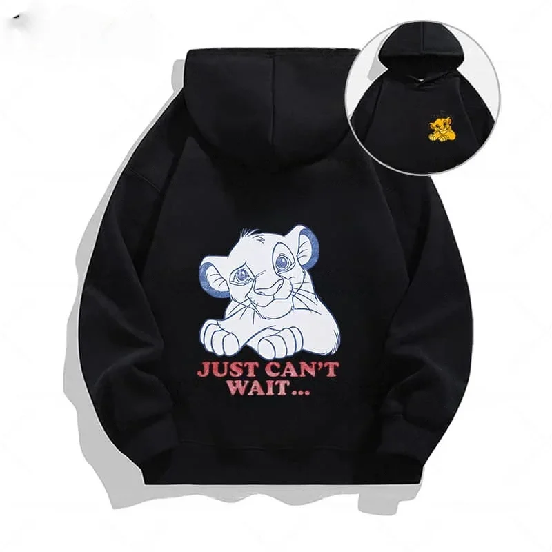 الخريف الأسد الملك متعة الكرتون طباعة الاطفال هوديي طويلة الأكمام الصوف الأطفال الرياضة الدافئة بنين بنات نمط غير رسمي مقنعين البلوز #2