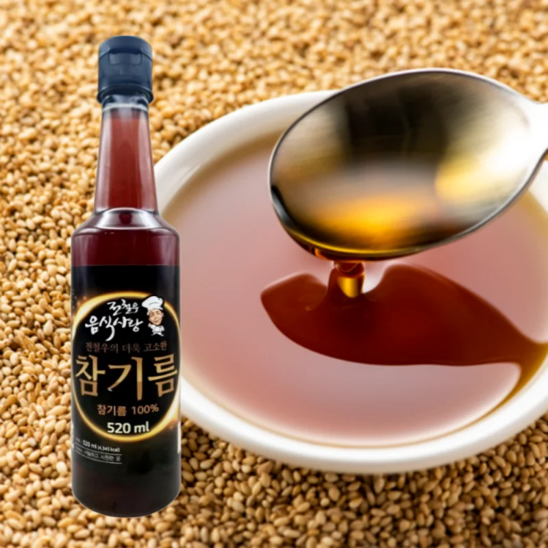 Aceite de sésamo 100% de gran capacidad 520 ml Precio especial de planificación de aceite de sésamo completo y derecho