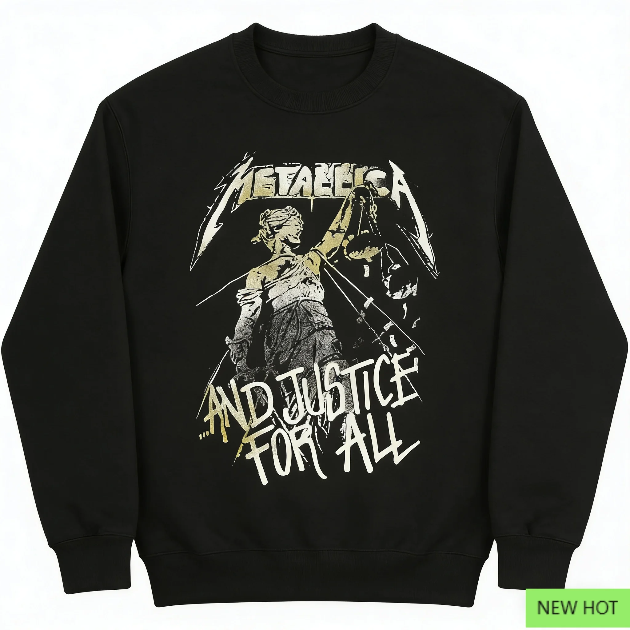 سويت شيرت Metallica and Justice for All Graphic Hoodie، Thrash Metal، مثالي للمحبي الذين يحبون فن الألبوم ونمط Hard Rock