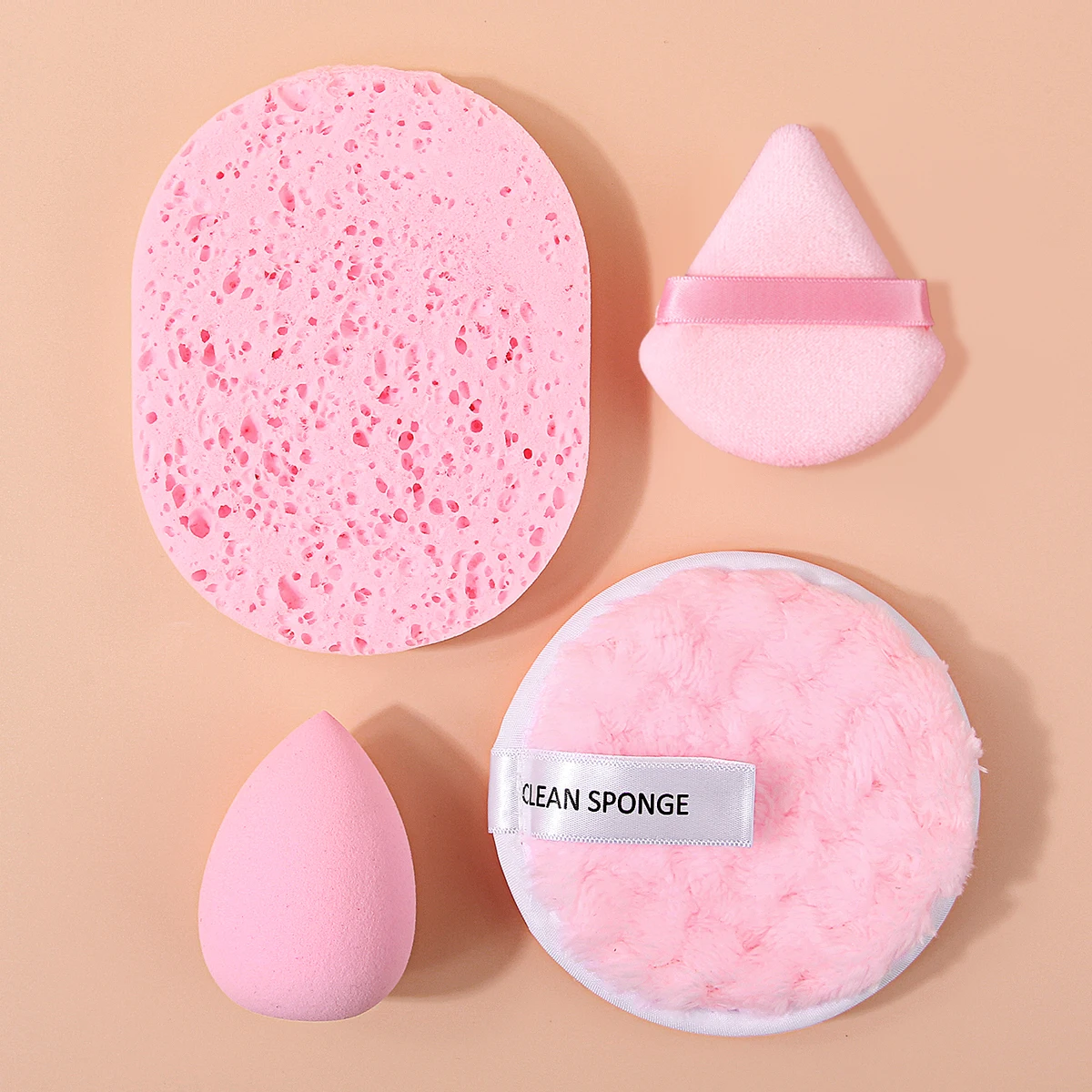 4Pcs Facial Cleansing Sponge Set Soft Skin‑Friendly Wet Dry Dual‑Use Powder Puff Makeup Removal Washing Face Beauty Tools
