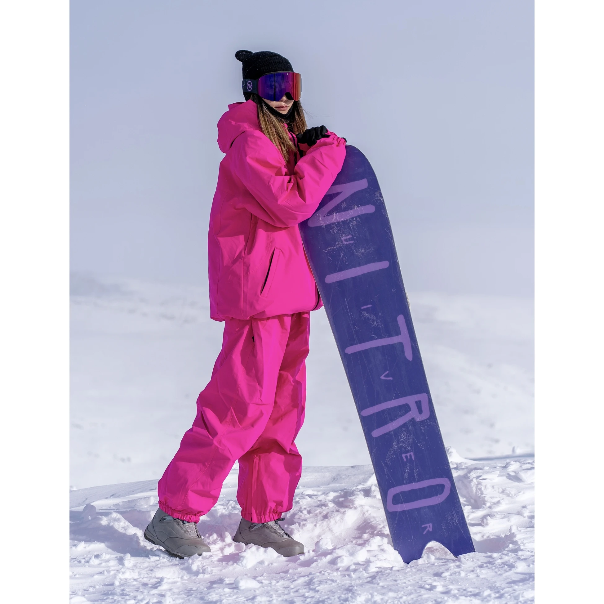 Double board ski suit women's set, thickened, warm, windproof, waterproof, single board ski suit set for men, oversized