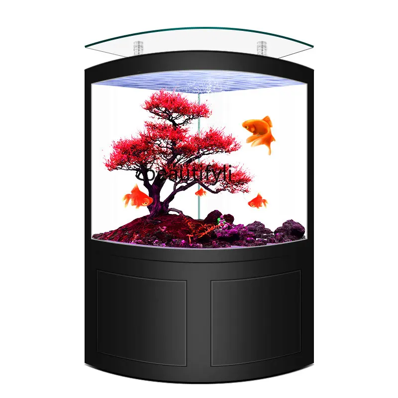 Fan-Shaped Light Luxury Fish Globe Living Room Wall-Mounted Large Ecological Bottom Filter Intelligent Aquarium