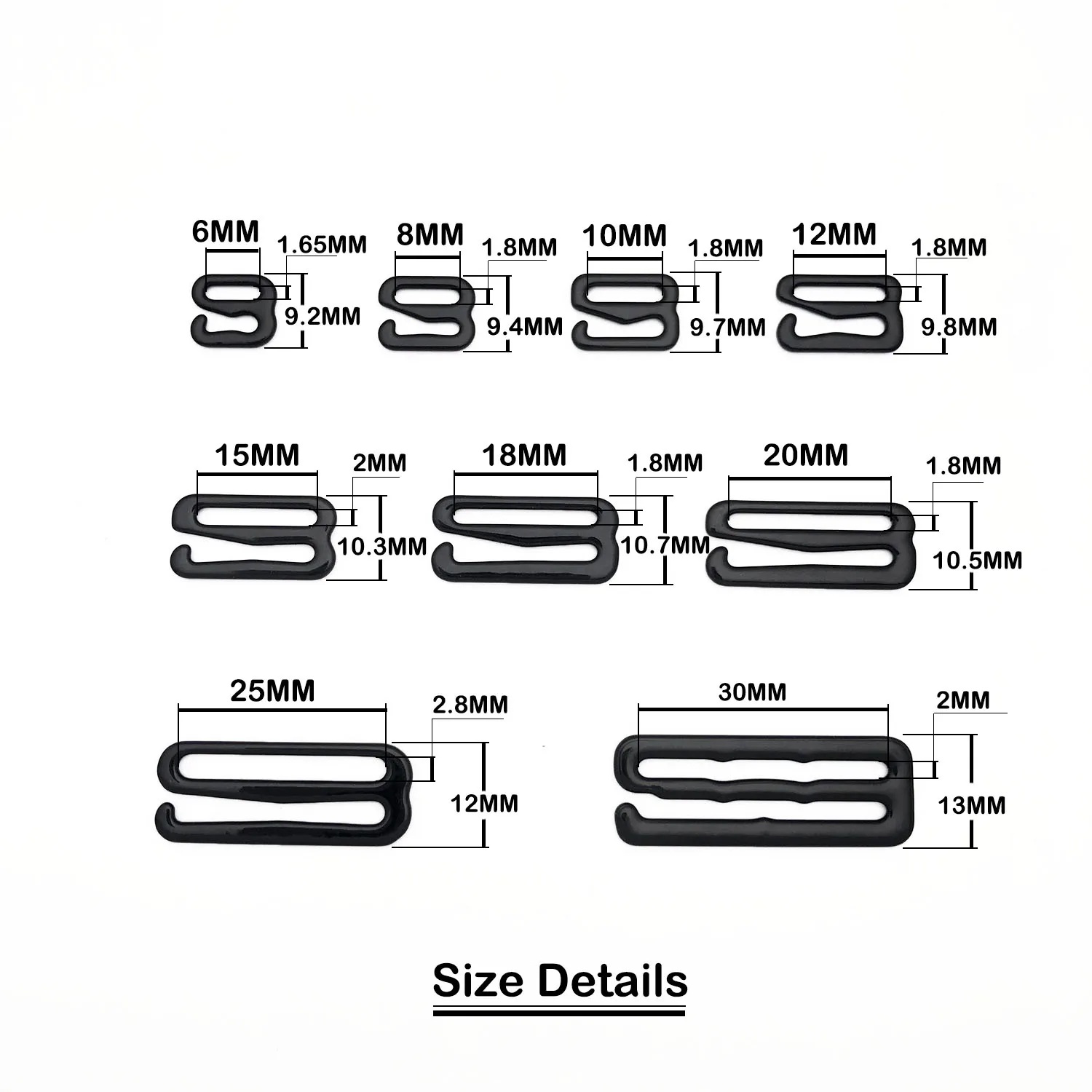 50 sets/lot 20mm/30mm nylon coated metal bra hooks & slider bra DIY Accessories