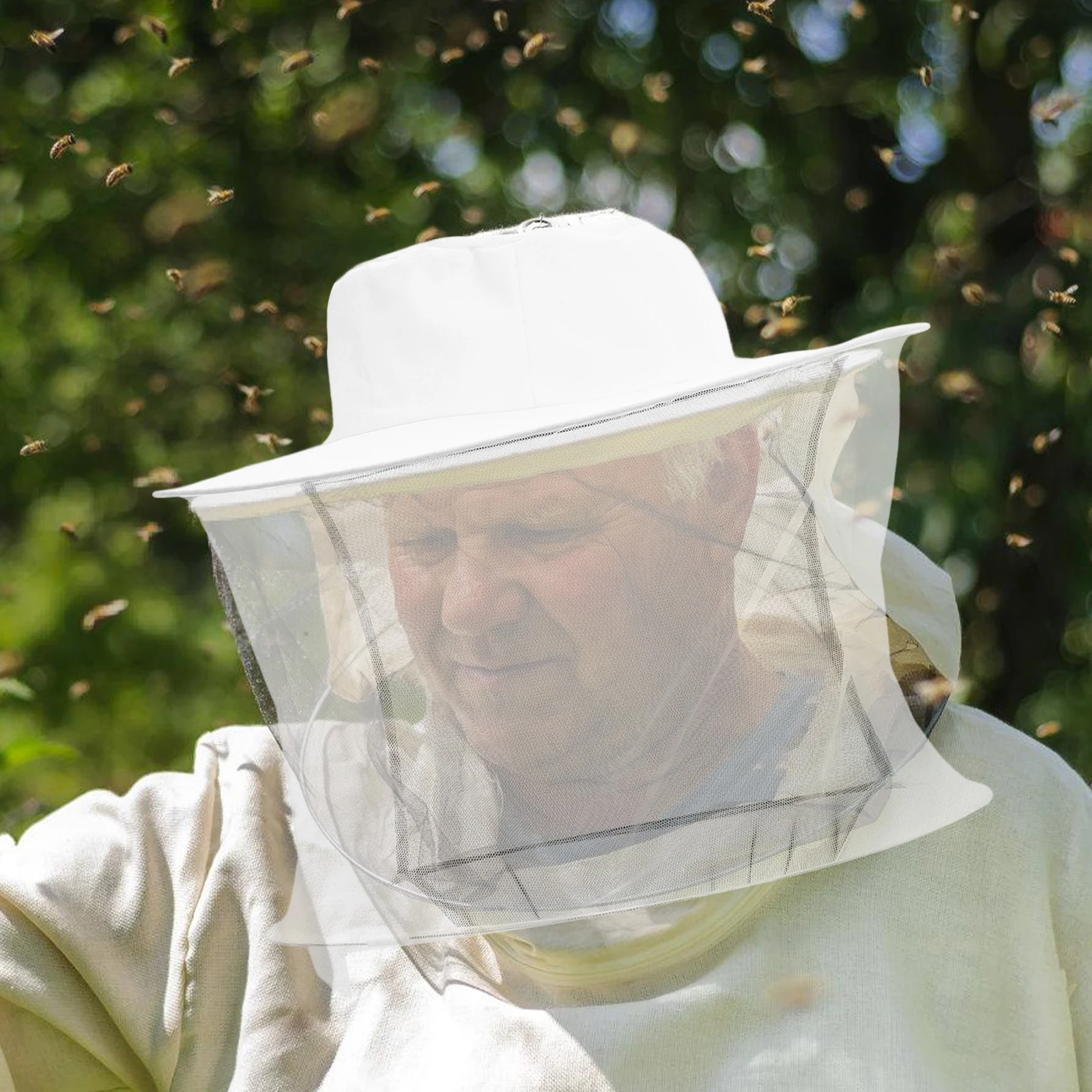 

Beekeeping Hat Wide Brim Protective Mesh Foldable Net Hat for Men Women Polyester Cotton Bee Feeding Fishing Hiking Hunting