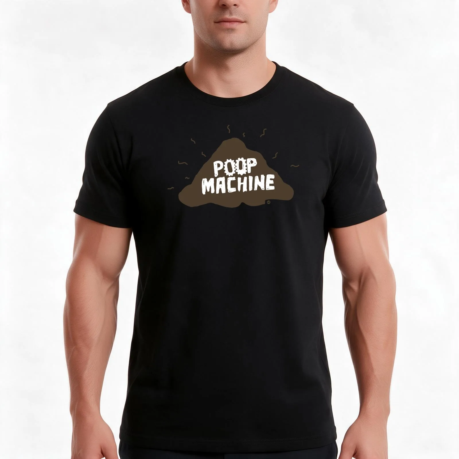 Poop Machine T-Shirt, Summer Casual Cotton Tee, Oversized Streetwear Tops, Vintage Graphic Print, Loose Fit Short Sleeve