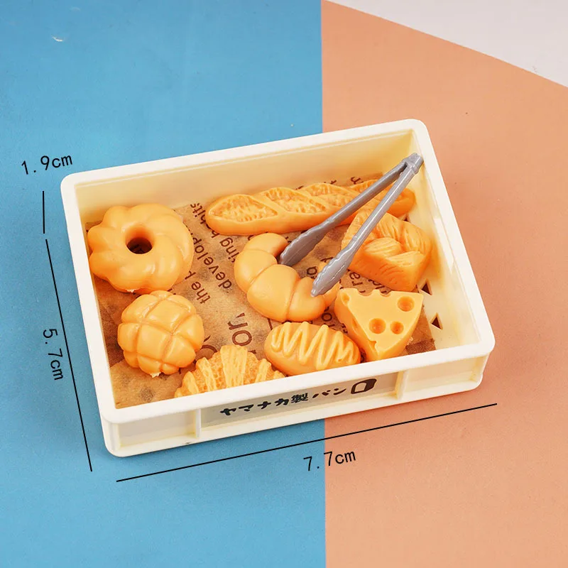 1set Mini Bread Basket Dessert Bread Clip Set Dollhouse Kitchen Accessory Miniature Food Model Scene Decoration Craft Ornament
