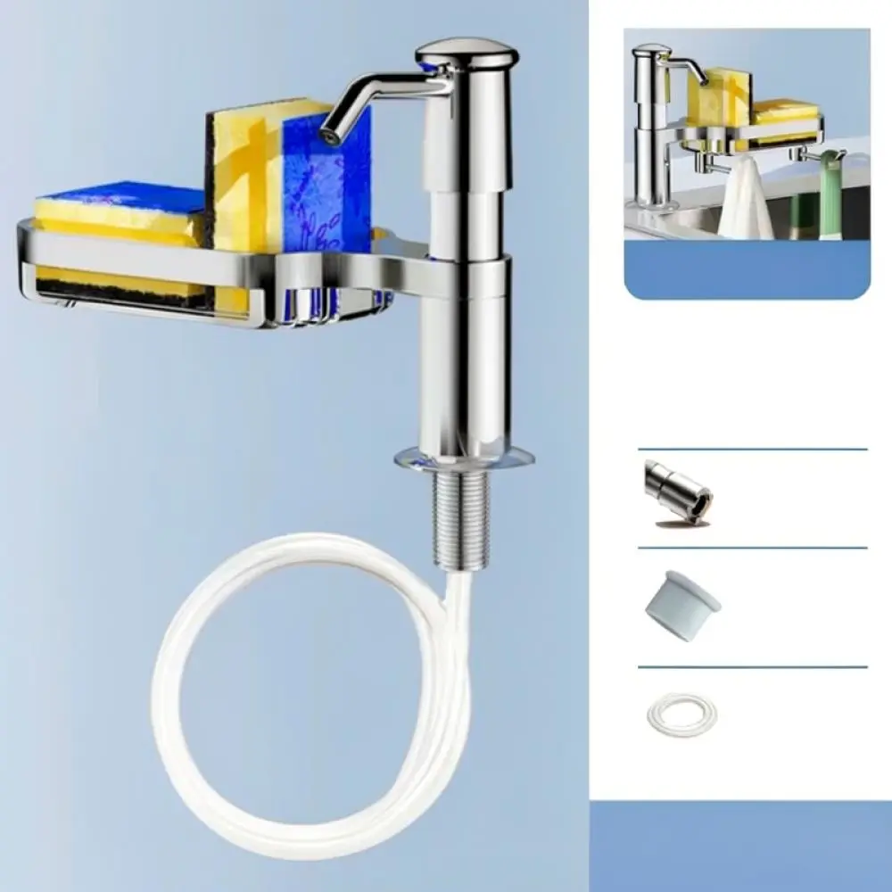 Modern Sink Mounted Soap Dispenser Aluminum Hand Press Liquid Detergent Pump Kitchen Basin Countertop Organizer Cleaning Tool
