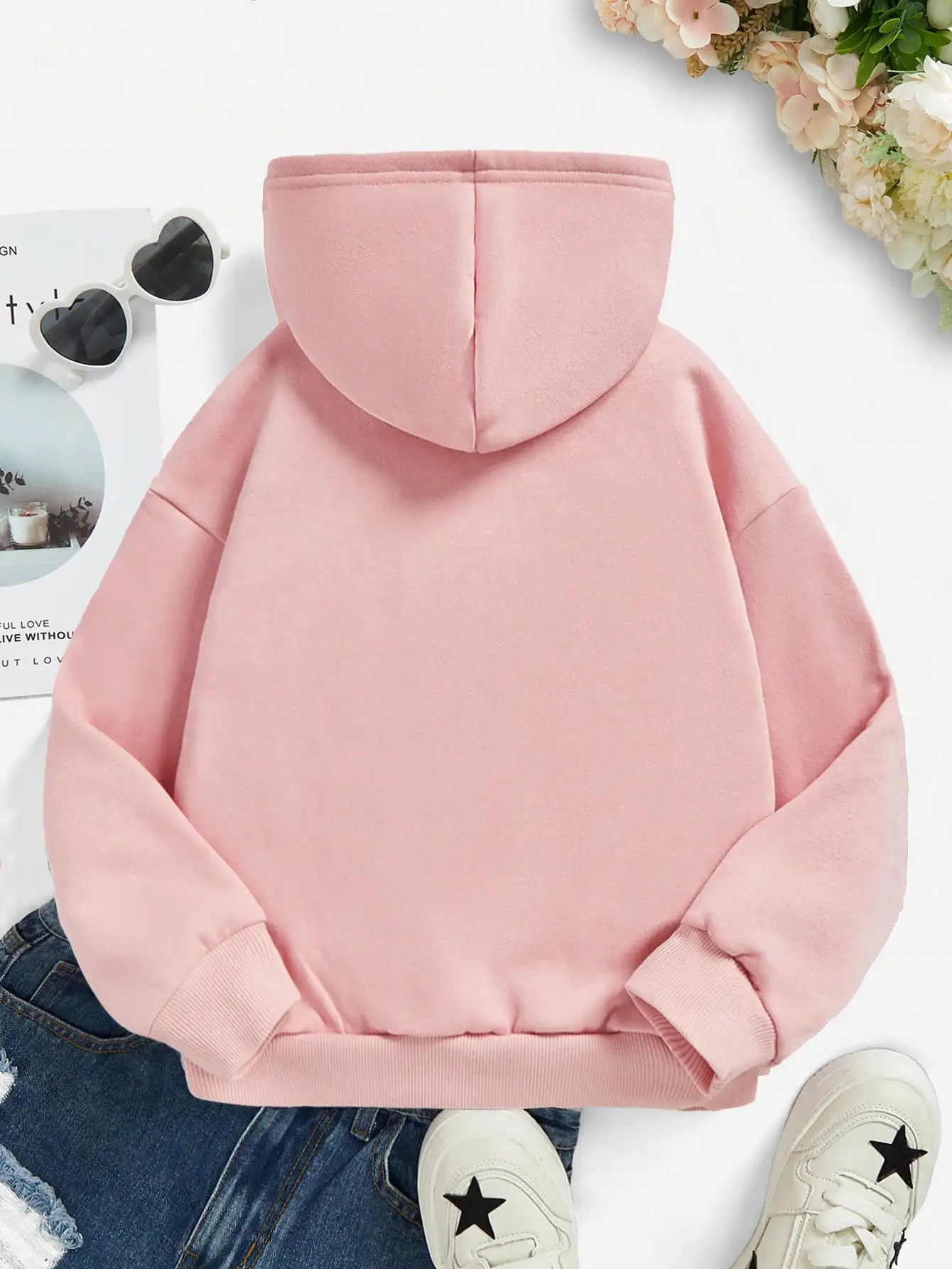 Tween Girl Heart Print Children Hoodies Casual Comfortable Long Sleeve Tops Sweatshirts Kids Cartoon Coat Autumn Winter Clothes