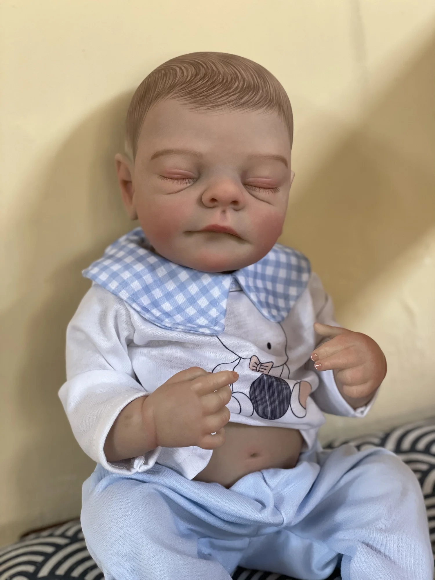 18 Polegada artesanal ly016 boneca reborn bebê menino com cabelo pintado e pele pintada 3d recém-nascido como boneca reborn bonecas