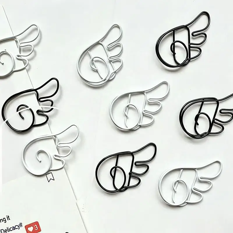 20Pcs Angel Wing Shaped Metal Paper Clips Smooth Finish Perfect For School Office Scrapbooking Journali