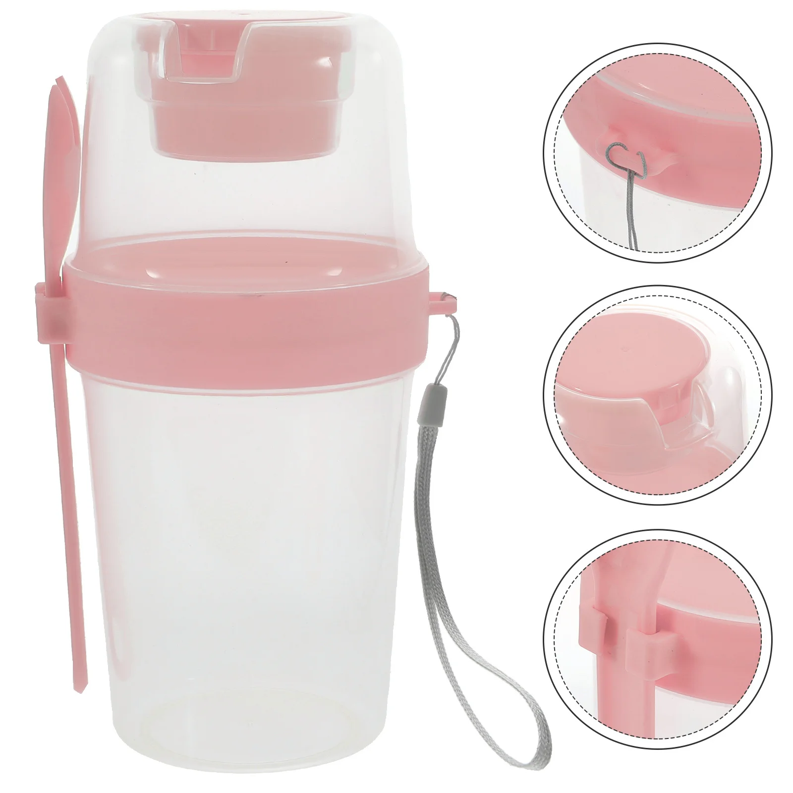 

1 Set Portable Double Layer Salad Cup Leak Proof Overnight Oats Container With Spoon Bpa Free Food Jar For Meal Prep Breakfast