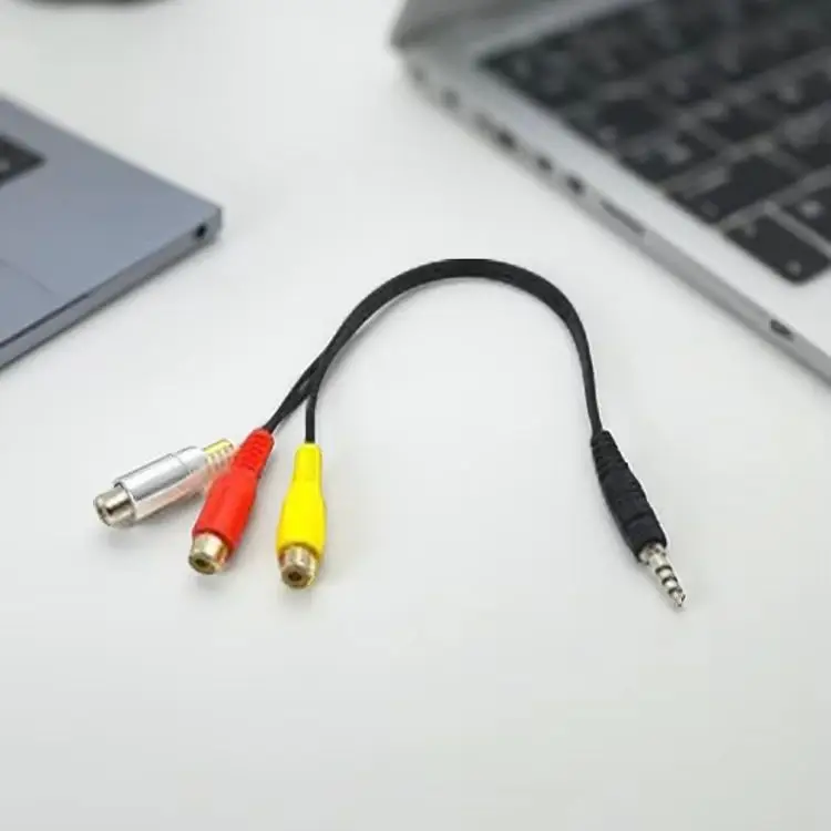 4 Pole 3.5mm Male Plug to 3 RCA Female AV Adapter Cable Video Audio Connector