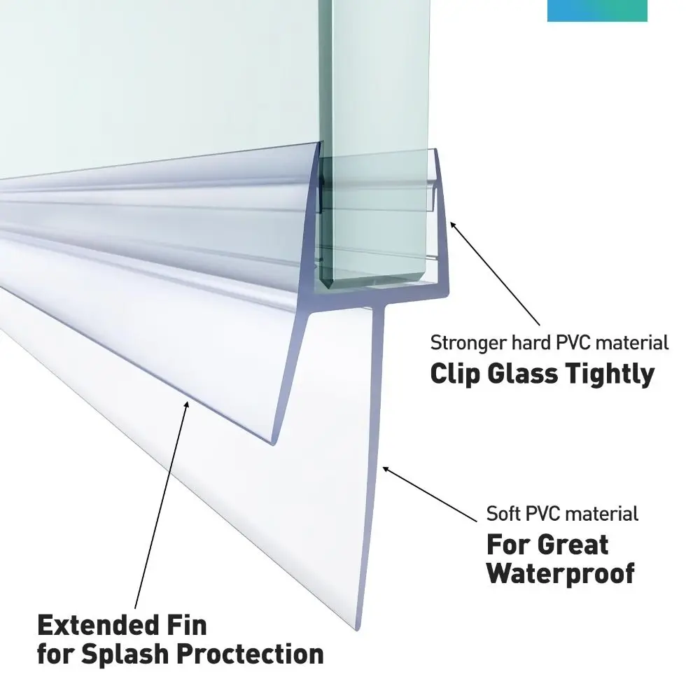 2 قطعة دائم 1 متر دش الباب أسفل الختم مقاوم للماء واضح بولي كلوريد الفينيل فرملس دش الباب ختم لاصق خالية دش الباب الاجتياح الحمام