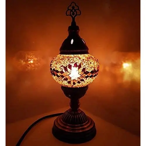 English/Moroccan/Tiffany Style Glass Desk Table Lamp 29cm - Tree _ G14