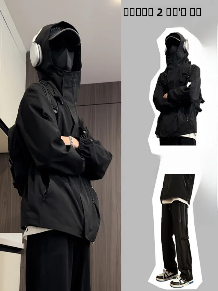 

Мужской водонепроницаемый комплект: куртка и футболка для активного отдыха, осенняя функциональная одежда в американском стиле для студентов колледжей