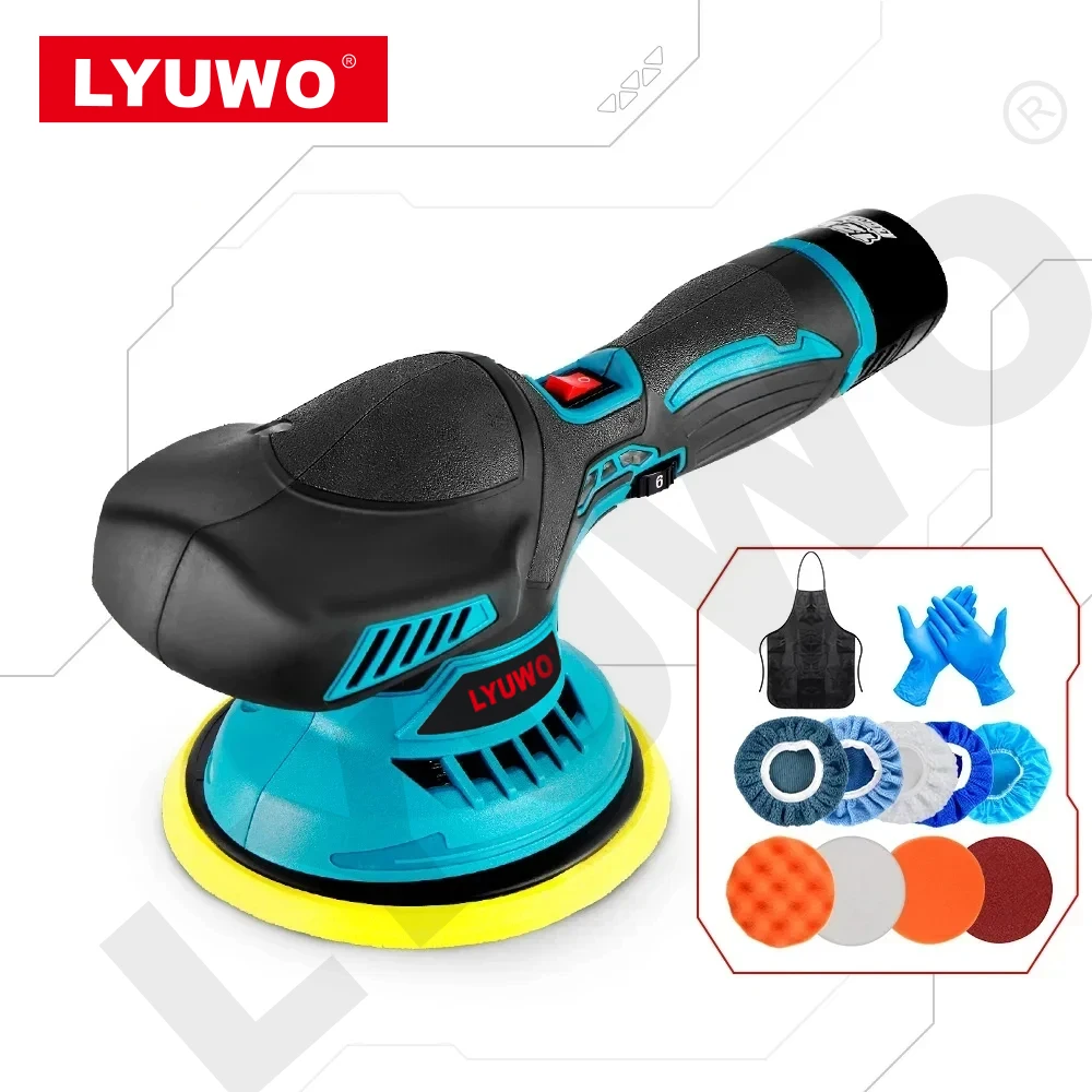 LYUWO 5000RPM Cordless Polishing Machine 6-speed Speed Regulation 12V Charging Electric Vehicle Polishing Machine Electric Tool