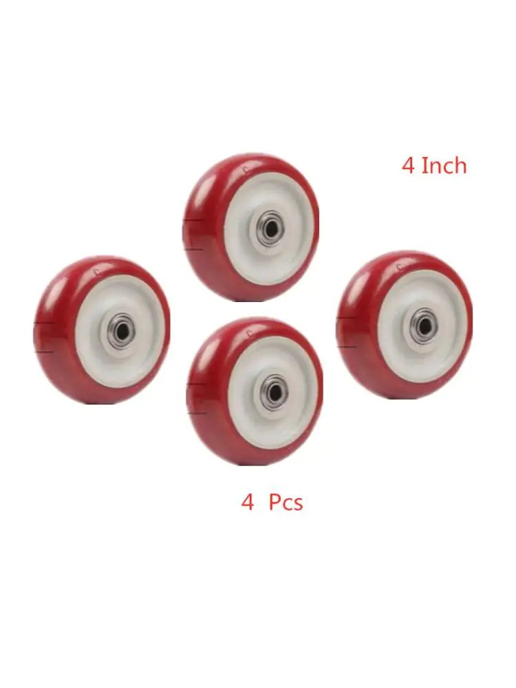 

4 Inch Polyurethane Universal Wheel Single Silent Trolley Caster Heavy Wear Resistant Directional (4 Packs)