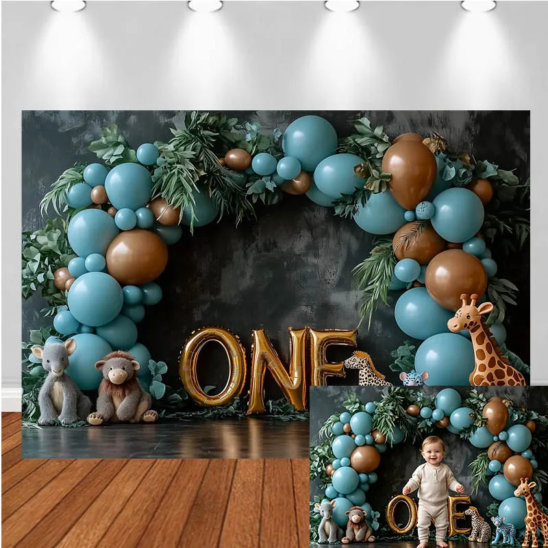 

LS Photography Backdrop Full Moon Balloon Arch Animal Decor Birthday Cake Smash Baby Shower Kids Portrait Photo Background