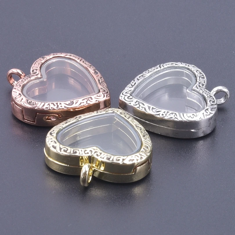 1Pc Trendy Heart Love Floating Photo Relicario Locket Pendant Diy Memory Reliquary Ashes Holder Medallon Colgantes Jewelry Bulk