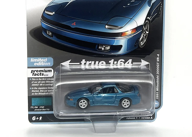 Auto World 1/64 AW 1-1991 3000GT VR 4 Modern Muscle Blue Die-cast alloy car model toy collection Children gift