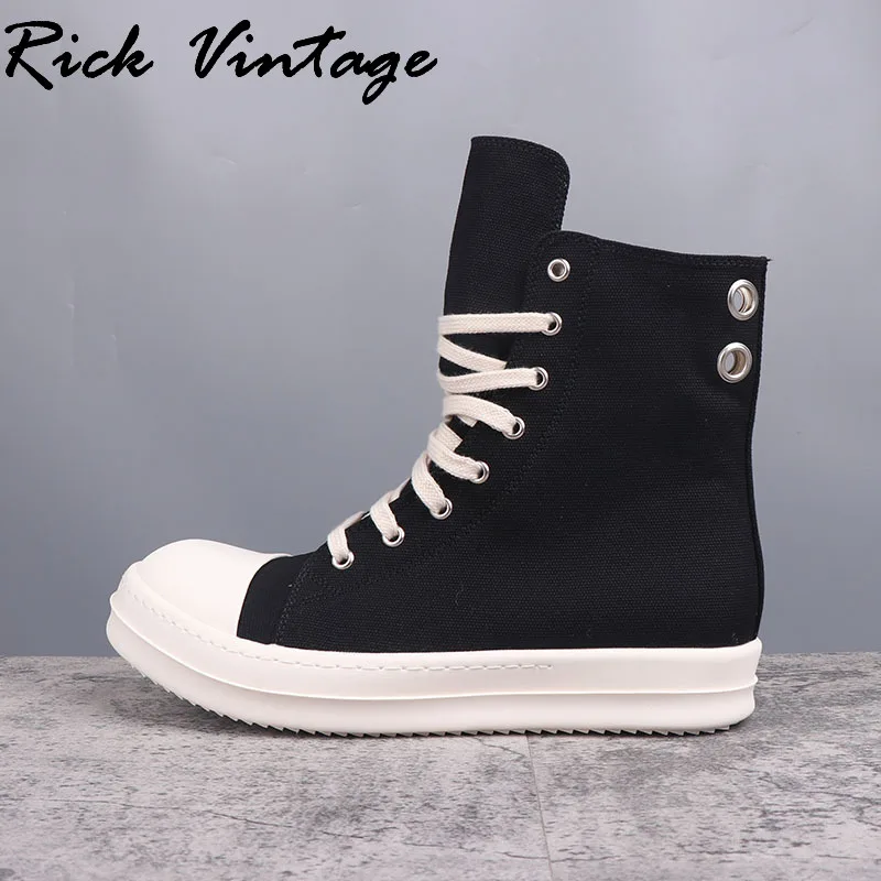 

Rick Vintage High Top Shoes Men Canvas Metal Holethick Sole High Street Sports Shoes Women Casual Board Shoes Female Trendy