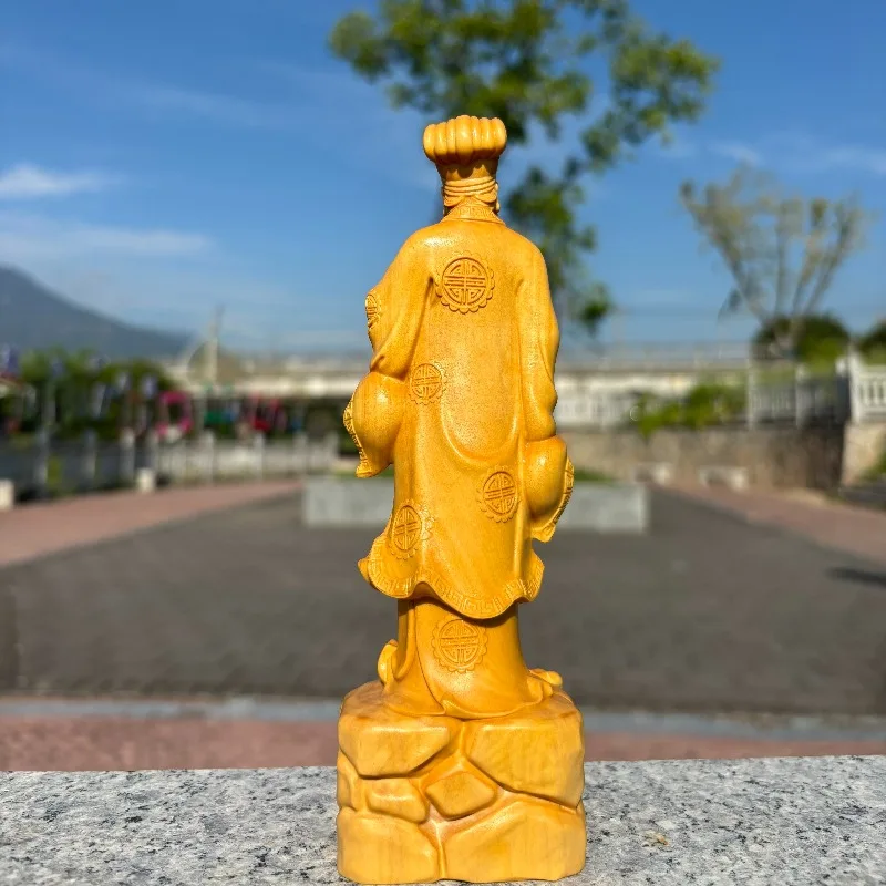 Hand-Carved Boxwood Kongming Zhuge Liang Statue - 7.09