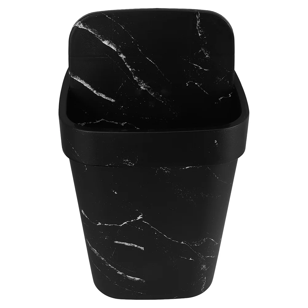 Marbled Trash Can Waste Basket for Bedroom Toilet Office Marbling Plastic Bin Kitchen Litterbox