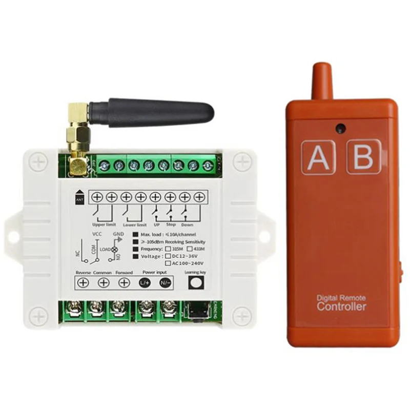 433MHz AC 110V 220V 2CH rf Remote Control Switch Wireless Relay Receiver Controller usb Rechargeable for Garage\ Door\LED\Bulb